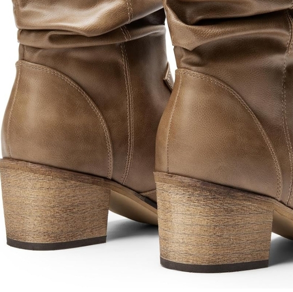 New Dream Pairs Mocha Vegan Leather Cowboy Boots Sz 8.5 - Picture 4 of 9